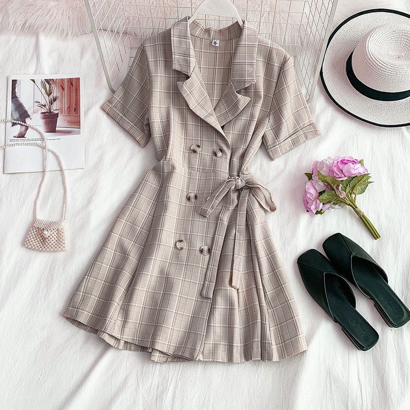 DRESS SQUARE #S565 Casual dres korean style fashion Korea look murah ootd outfit kekinian remaja kat