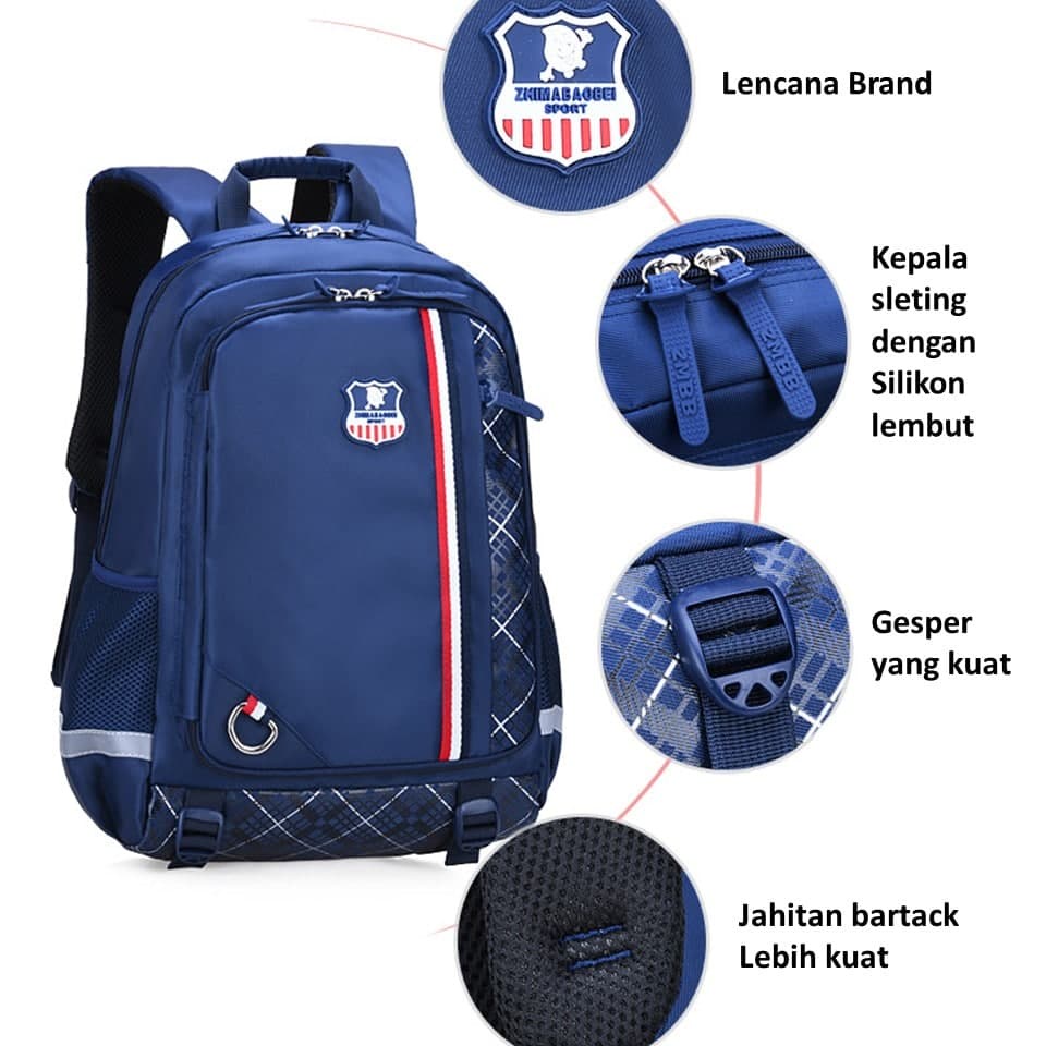 Zhima Baby Sport Tas Sekolah Model Bukaan Pintu Kulkas - Ransel Sekolah - Backpack - Tas Ransel Sekolah Model Terbaru - Tas Sekolah Import - Ransel Korea