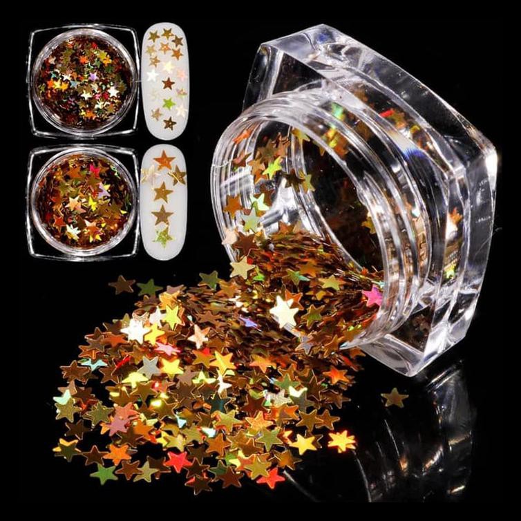 

Glitter / Flakes - Star, Gold Utk Nail Art And Craft, Scrapbooking - Ukuran Satu Terjamin