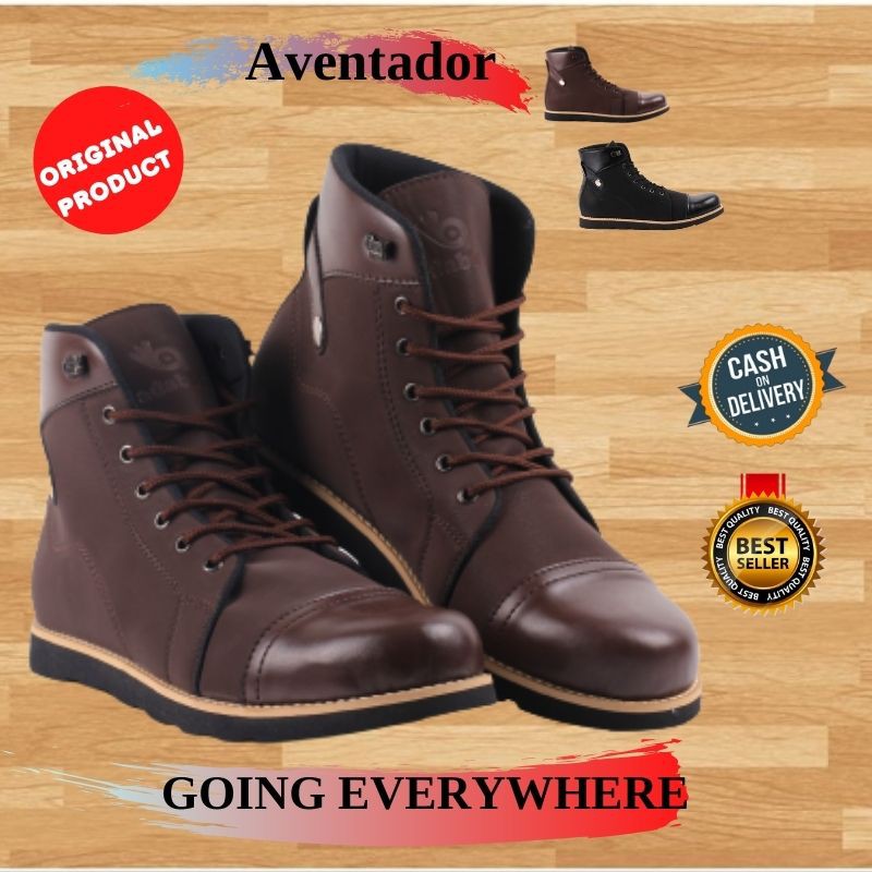 Sepatu Pria Boots Safety Touring Rider Biker Kulit Keren Plat Besi Aventador Lokal Original Terbaru 