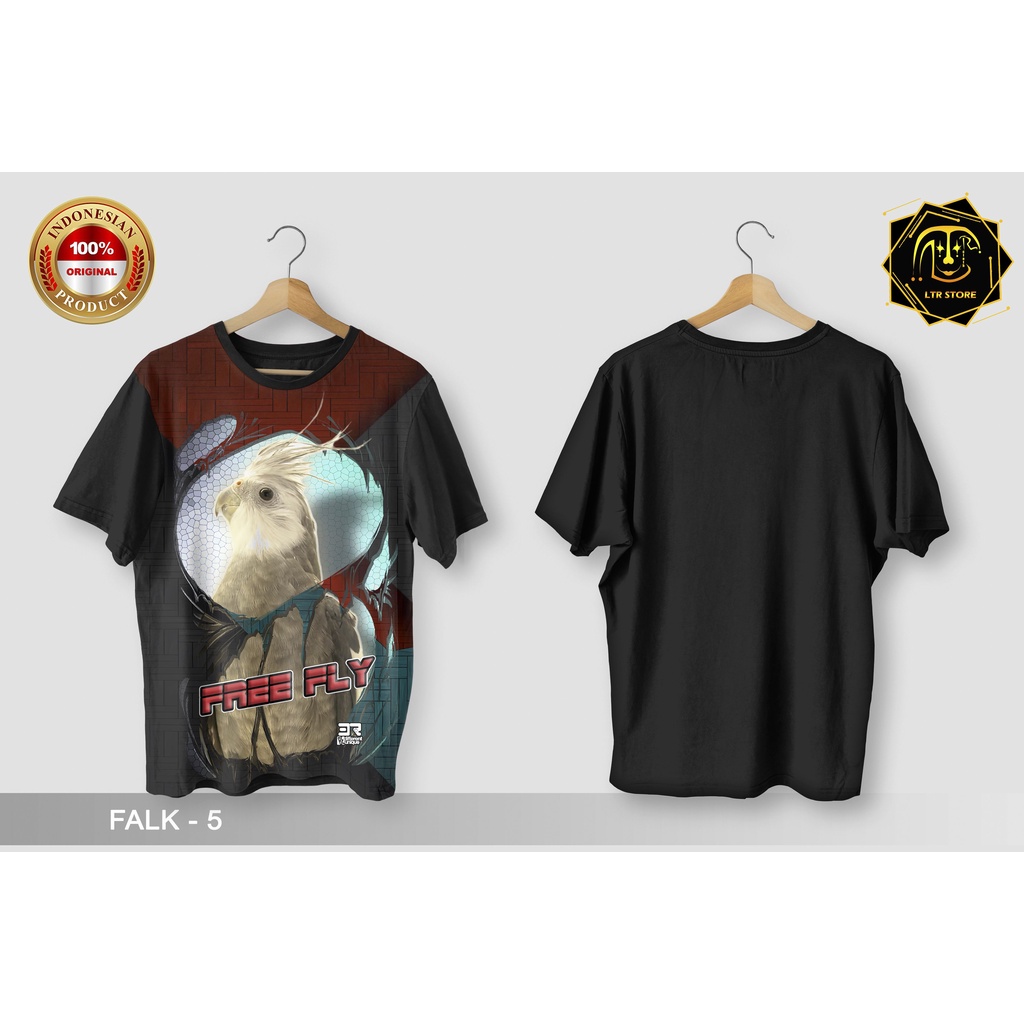 [ BAYAR DI TEMPAT ] BAJU PRINTING GAMBAR BURUNG FALK 5 -  KAOS DISTRO ORIGINAL GAMBAR HEWAN KICAU MA