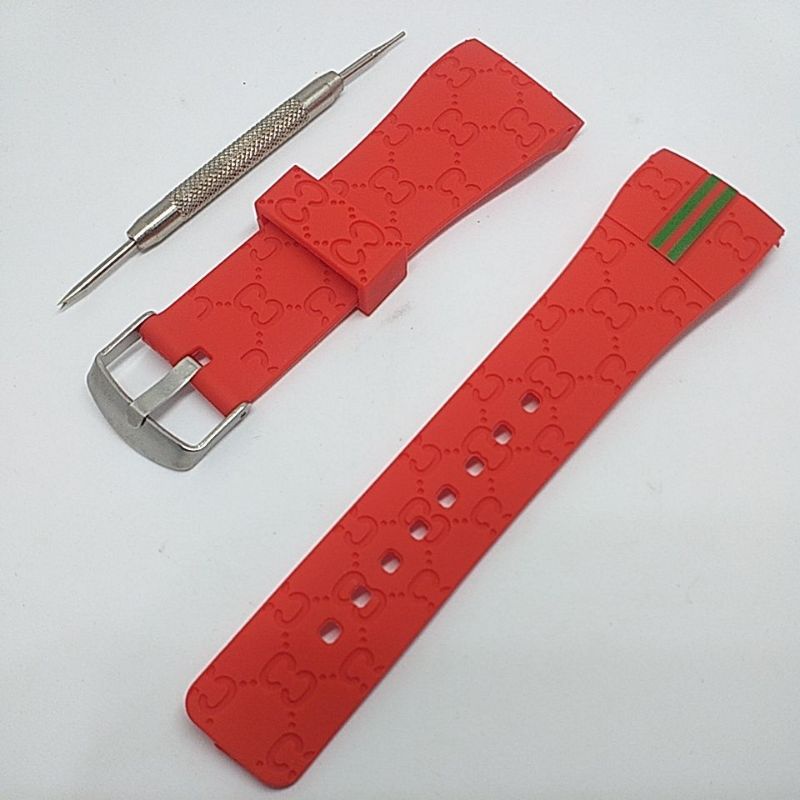TALI STRAP JAM TANGAN GUCCI SUPER GRADE STRAP RUBBER KARET JAM GUCI FREE OBENG REMOVER