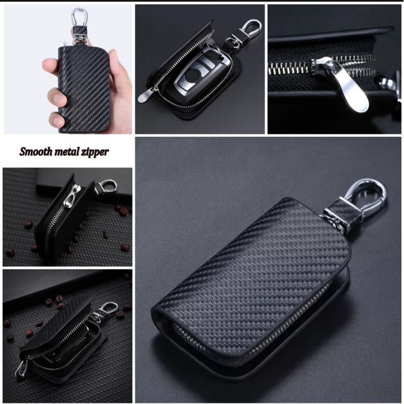 dompet kulit stnk mobil motor premium model hitam carbon karbon