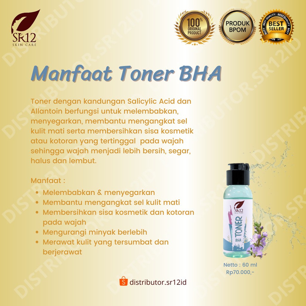 Toner BHA SR12 Expoliating Toner Perawatan Wajah Kulit Berminyak Jerawat Batu dan Beruntus