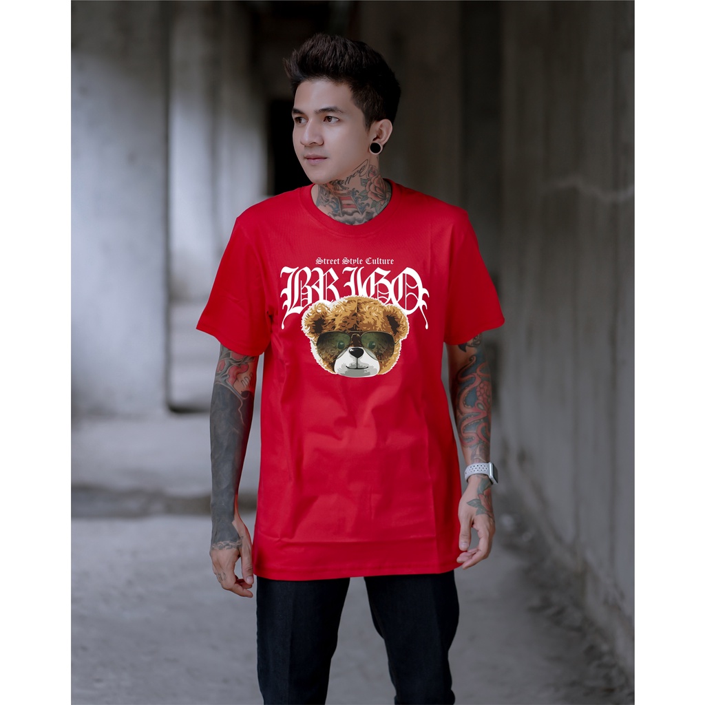 BRIGO Kaos Lengan Pendek Bear Style Culture || Kaos Katun Combed M-XL || Kaos Distro BRIGO Beruang Style Culture