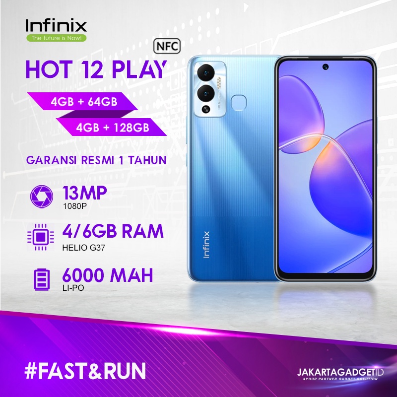 Jual Infinix Hot 12 Play NFC 4GB+64GB Garansi Resmi Infinix 1 Tahun ...