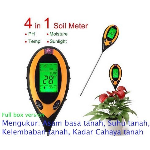 Soil Tester Tanah PH Meter digital Survey Analyzer Light Suhu - 3 in 1