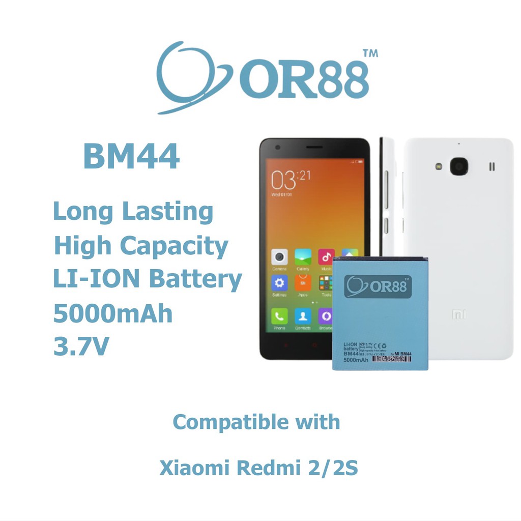 (P) Baterai batre battery Xiaomi Redmi 2 / 2A / 2S / 2 prime / BM44 double power/IC ORIENS88