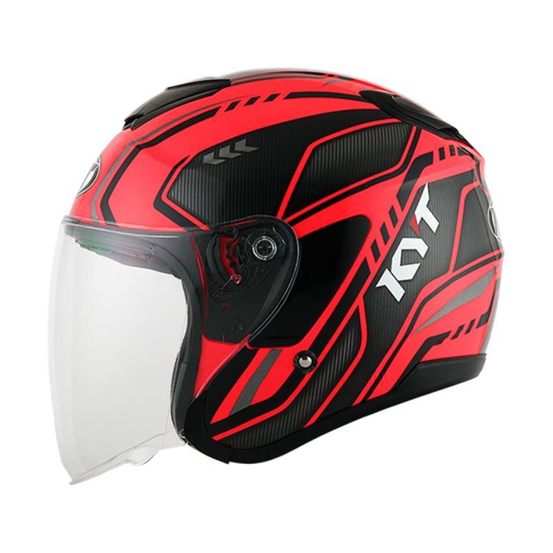 HM-1868 Kyt Kyoto Super Fluo Carbonized Edt #1 Helm Half Face - Fuxia Fluo Murah