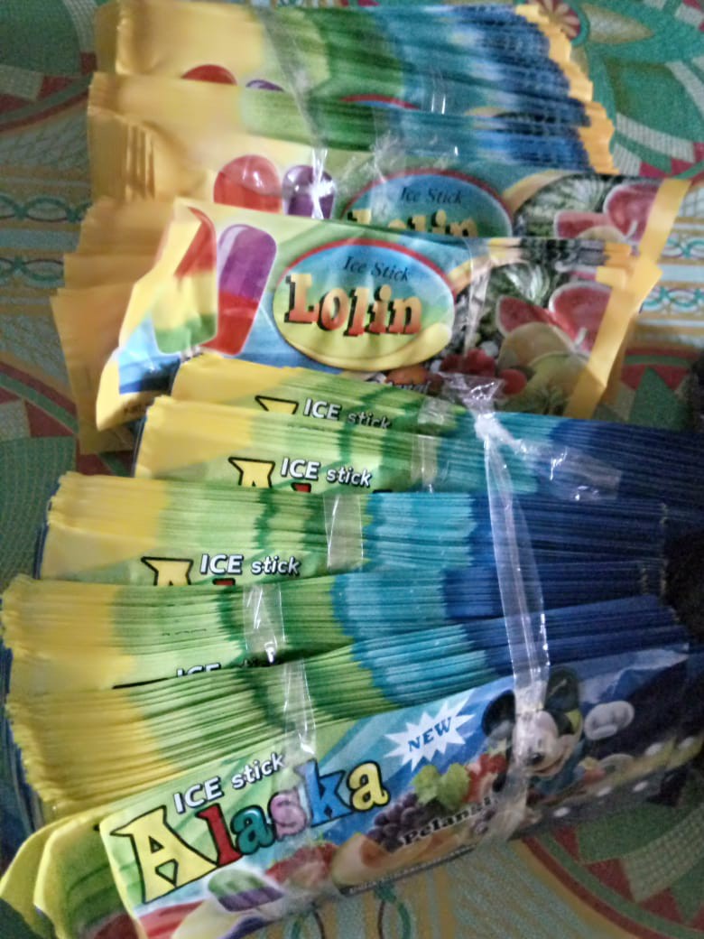 Kemasan Ice Stick Alaska / Plastik Es Krim Panjang / Plastik Es Gambar / Bungkus Es Lilin Lolin