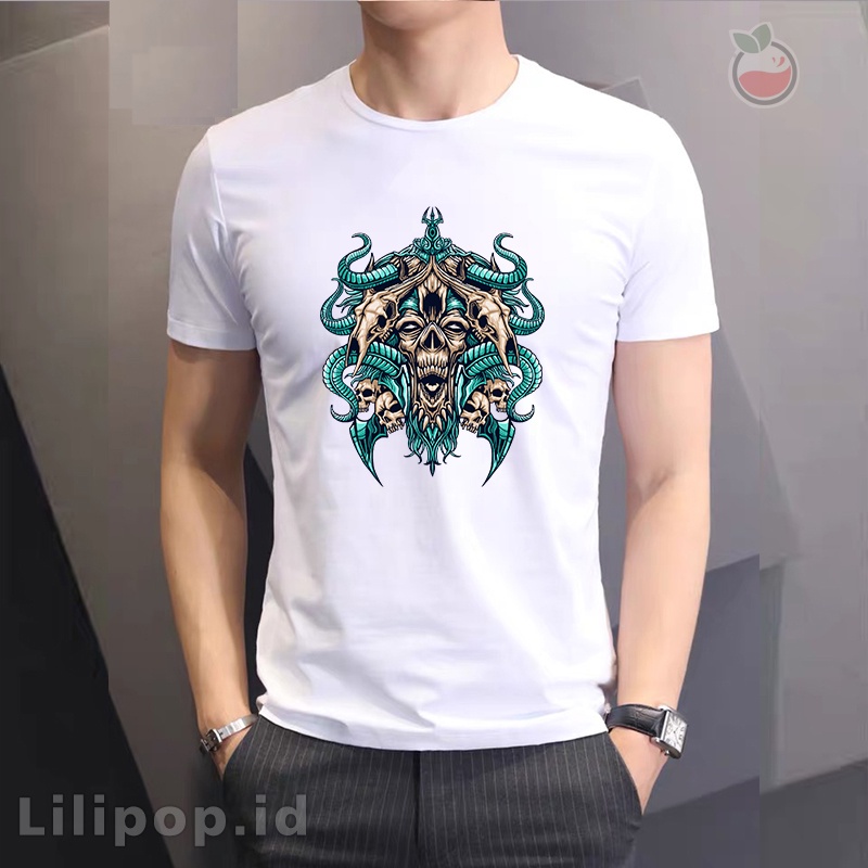 Lilipop Kaos Pria Demon Shinigami Jepang Baju Distro Basic Tshirt Kasual