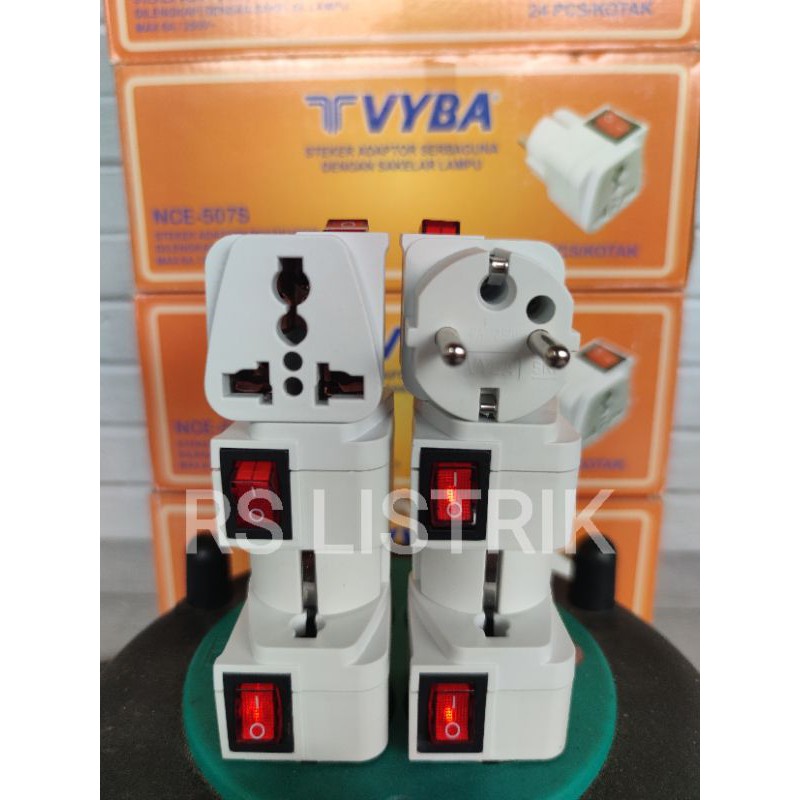 VYBA over steker serbaguna + saklar sakelar NCE-507S one pro adaptor swith