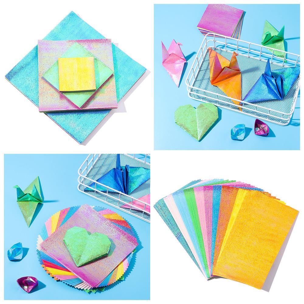 R-bunga 50lembar Kertas Origami Glittering Satu Sisi Campur Warna Bersinar Handmade Bahan Scrapbooking Dekorasi