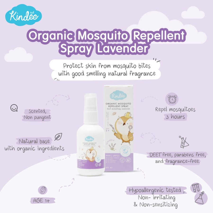 kindee mosquito repellent spray lavender 1+