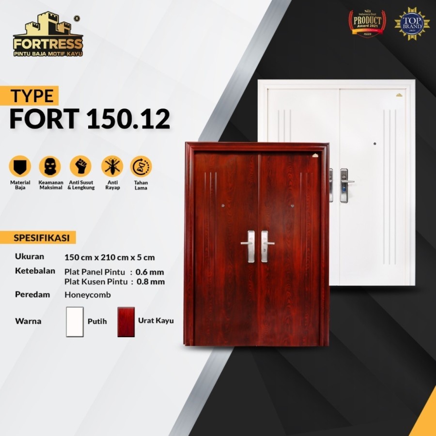 PINTU BAJA FORTRESS FORT 150.12 DOUBLE DOOR URAT KAYU / WARNA PUTIH