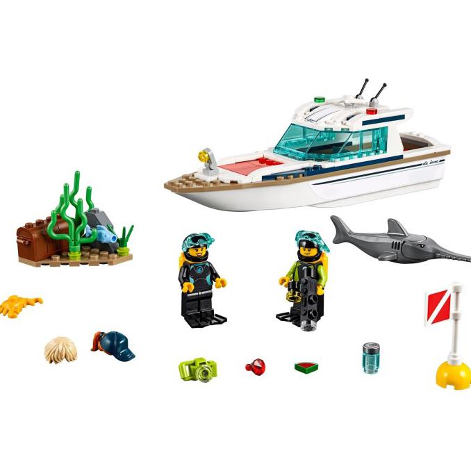Wow Lego Original City 60221 Diving Yacht - Mainan Anak Edukasi Lego Kapal Limited