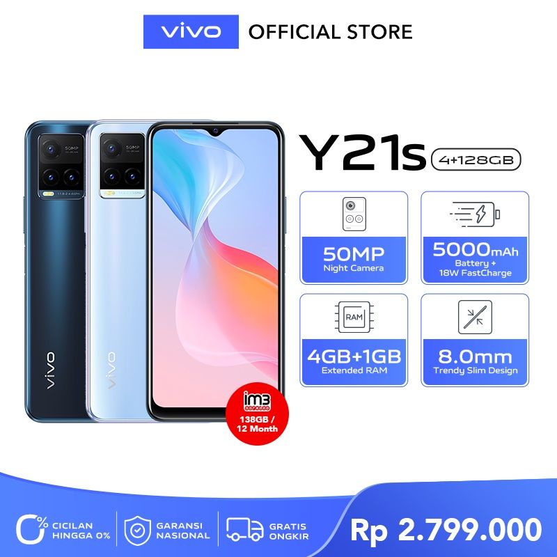 [NEW] vivo Y21s - RAM 4GB+1GB Extended, ROM 128GB, 50MP Night Camera