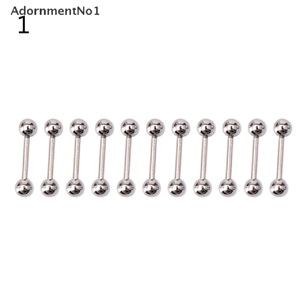 (AdornmentNo1) 10pcs / Set Anting Tindik Lidah / Puting Bentuk Barbel Bahan Stainless steel Untuk Wanita