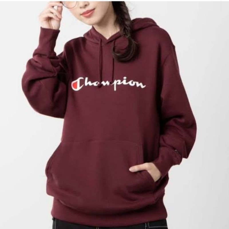 Hoodie Champion Maroon script ORI