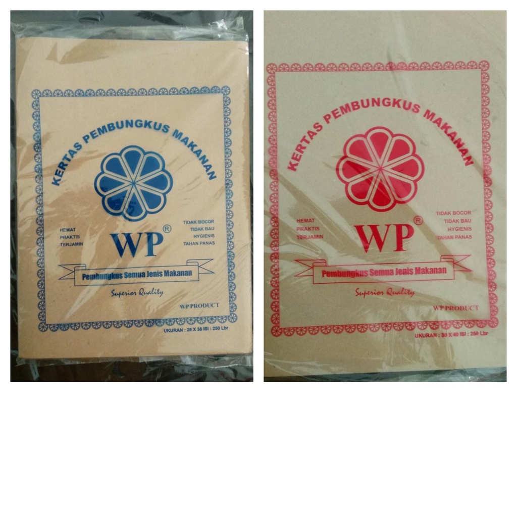 Kertas makan WP biru, WP merah  Kertas pembungkus makanan