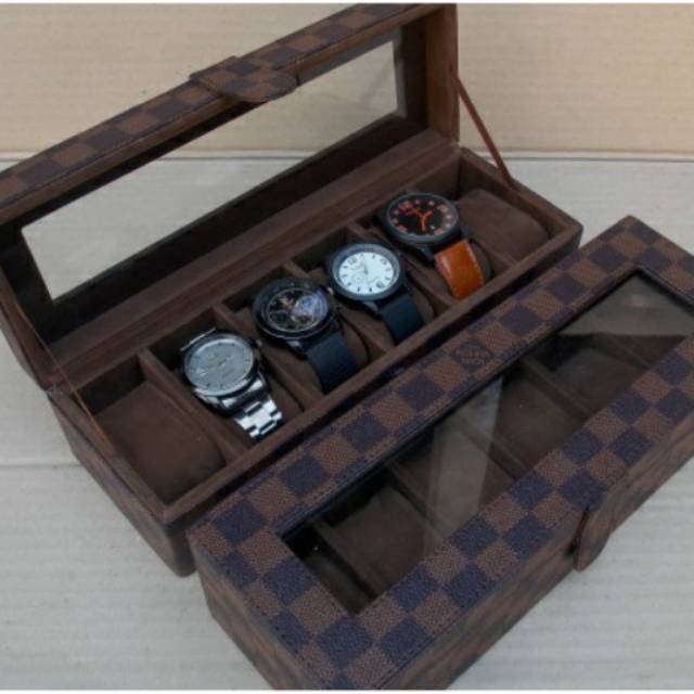 Tempat Jam Tangan Original Box Jam Tangan Kotak Jam Tangan Isi 6 Motif DAMIER