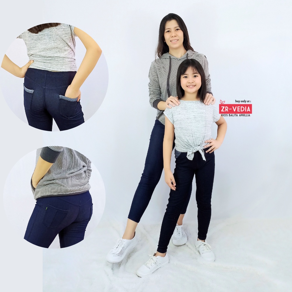 (COUPLE) Mom &amp; Kids Premium Jeans Legging(Ada Banyak Size) Bayi-15 Tahun Import Soft Jegging Stretch