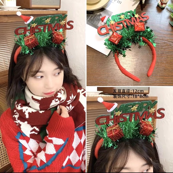 Bando Natal Premium Topi Santa Elf Sequin Kado Kostum Cosplay Murah GROSIR