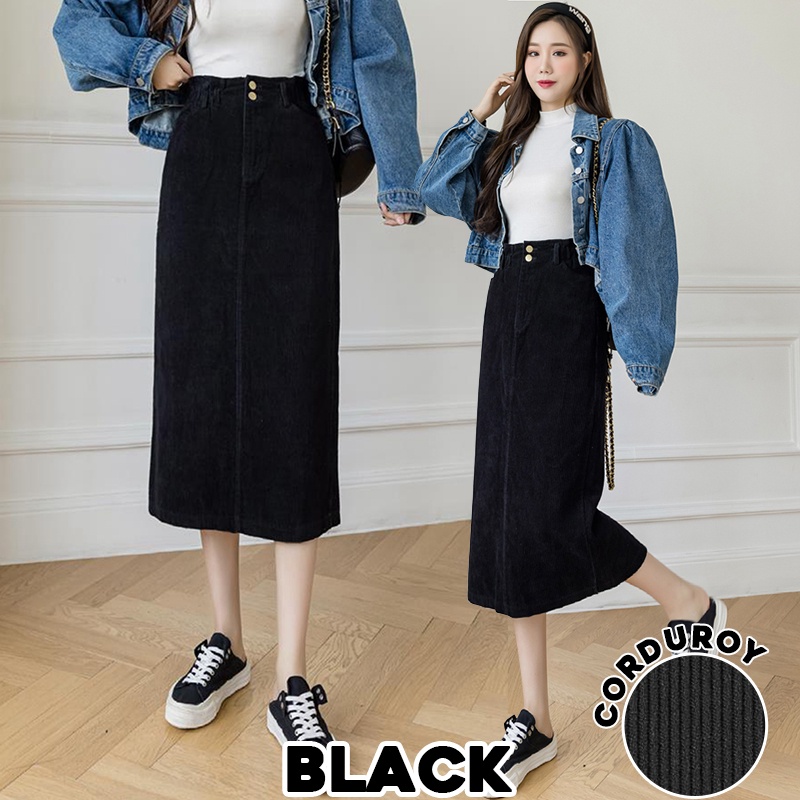 KARAKOREA 305 Corduroy Velvet Skirt/Korean Women Skirt/Maxi Skirt