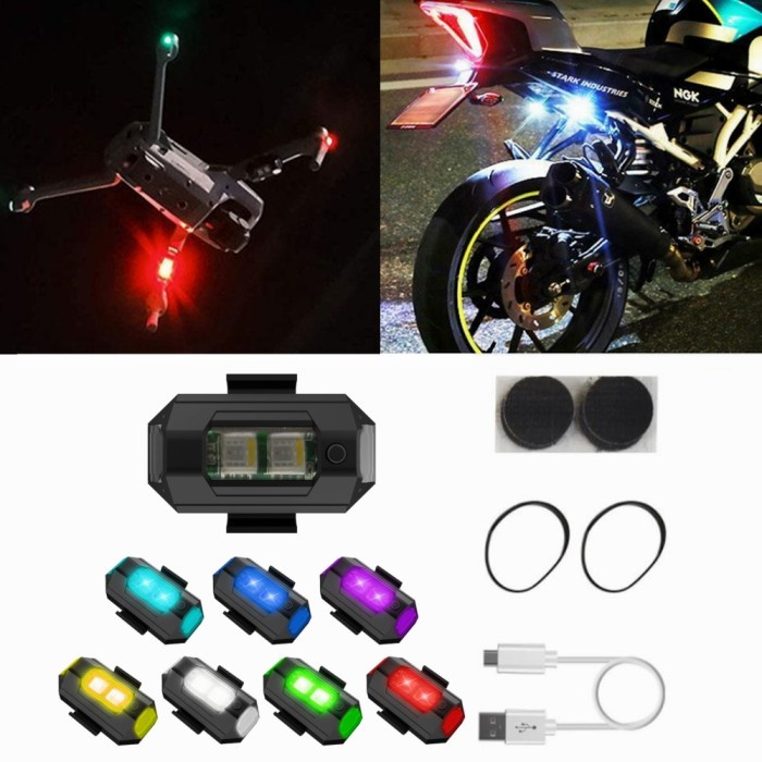 Motorcycle Airplane Light Rechargeable LED Bicycle Taillight Lights 3/4/7 Colors Waterproof Cycling Bike Strobe Warning Light Flashing