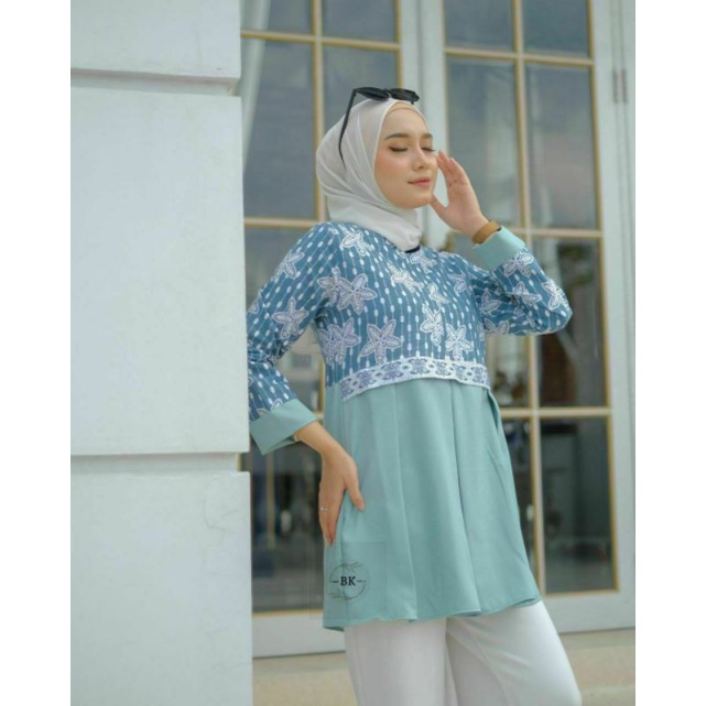 M-L-XL-XXL Batik wanita ASJ SA HRB026 Kenongo Kemeja Tosca Pendek-4