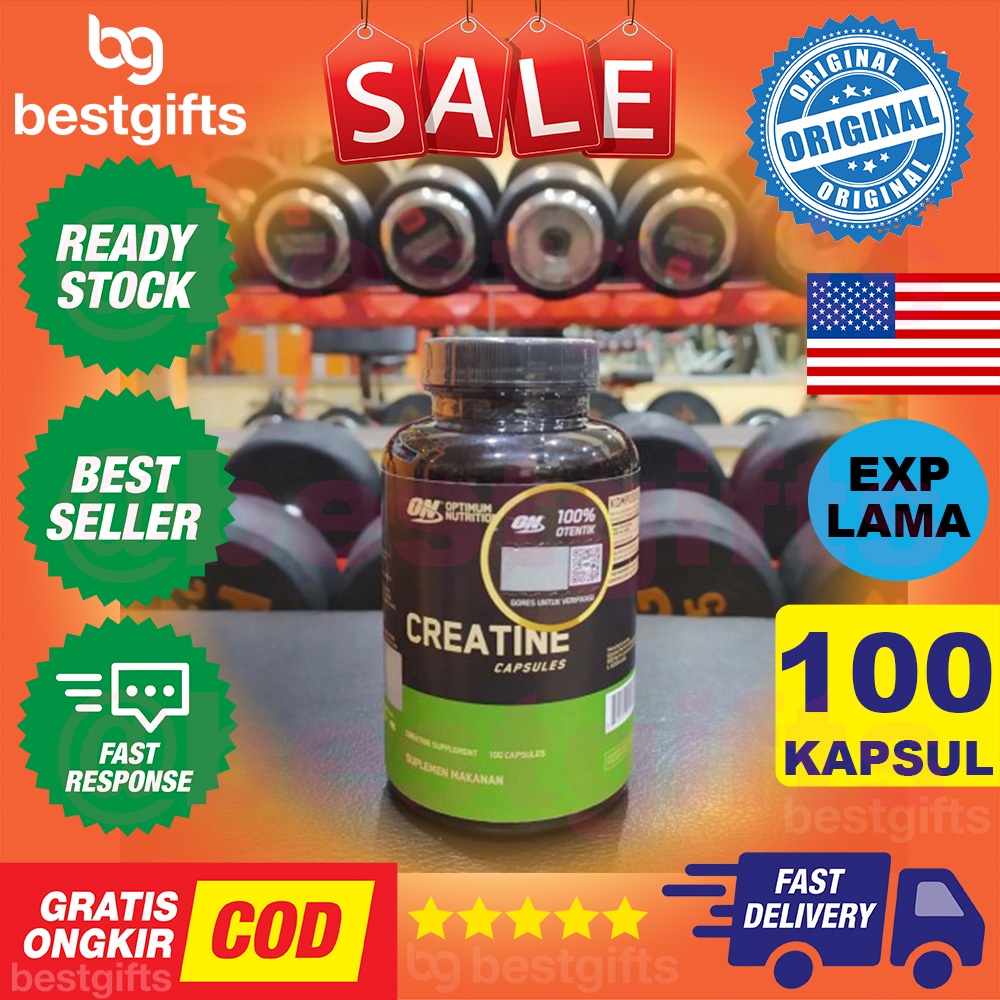 OPTIMUM NUTRITION ON CREATINE CAPSULES MENINGKATKAN KEKUATAN MASSA OTOT FITNESS KETAHANAN TUBUH FITNES 100 KAPSUL