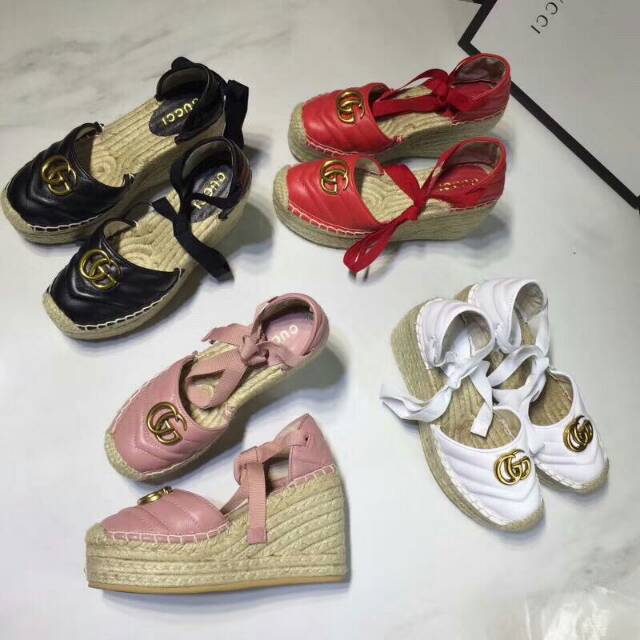 Pelunasan ori leather 39 black sepatu wedges tali GG + dp500 gucci tapak supermirrorv