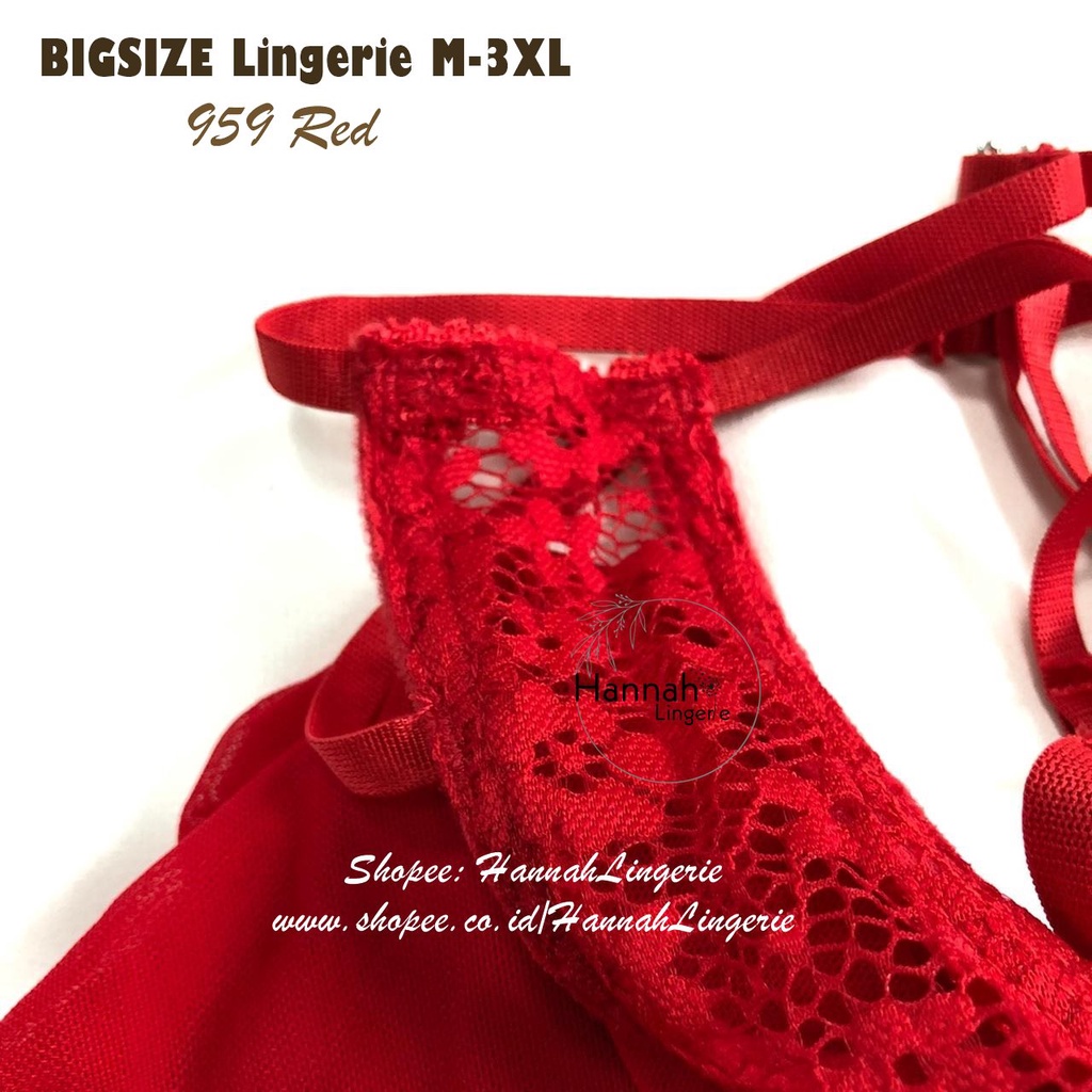 M-3XL Lingerie BIGSIZE Original Hannah Lingerie Big Size Merah Hitam Hot M L XL XXL XXXL Jumbo Big Size 959 Seserahan Pengantin Kado Istri