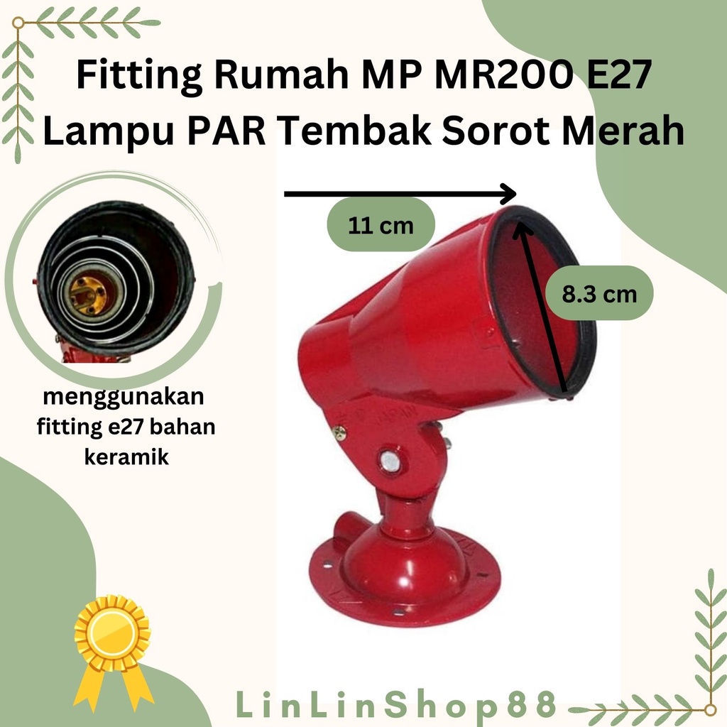 Fitting Rumah MP 200 E27 Lampu PAR Tembak Sorot Body Cat Merah