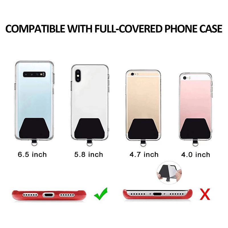 Hitam PU Pad Phone Tether Patch Perekat Ponsel Case Jangkar untuk Lanyard Anti-Drop Attachment (3 Pack)