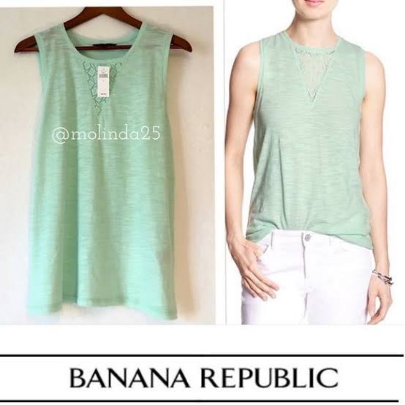 Tank Top inset banana Republic Singlet branded wanita