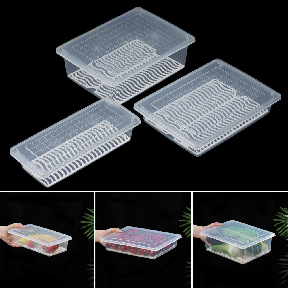 Chookyy Drain Storage Box Transparan Kulkas Seal Pack Perlengkapan Dapur Wadah Drainase