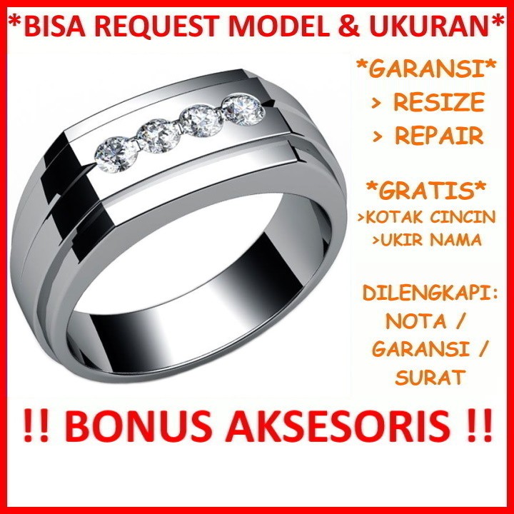 Gratis Tulis Ukir Nama Bisa Pesan Model Garansi Silver Asli Cincin Kawin Perak Pria Tunangan Id400