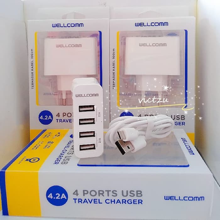 Travel Charger Wellcomm USB Micro 4.2A 4 Port