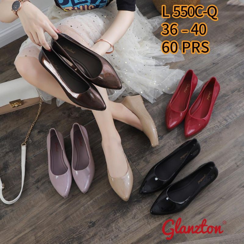 Wedges Sepatu Lancip Glossy GLZ 550C5C