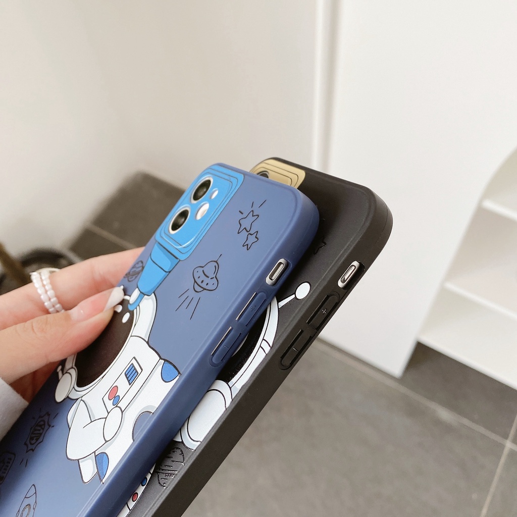 Kartun Astronot Sisi Lurus Casing Ponsel untuk iPhone 12 Pro Max 6 6S 7 7 Plus iPhone X XR XS Max Soft Case Fashion Kreatif Tiga Dimensi Casing Pelindung untuk iPhone 11 Pro Max