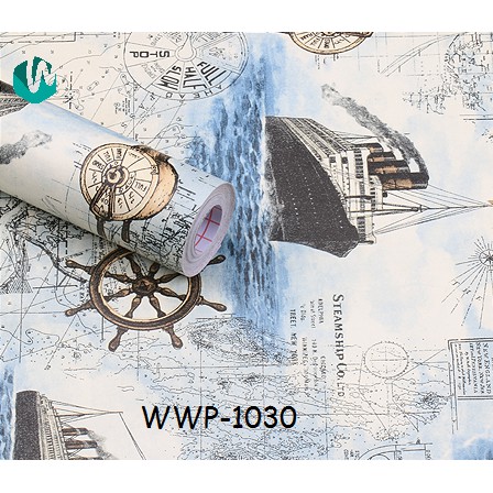 WALLPAPER STICKER | MOTIF STEAMSHIP | Uk. 45cm x 9m