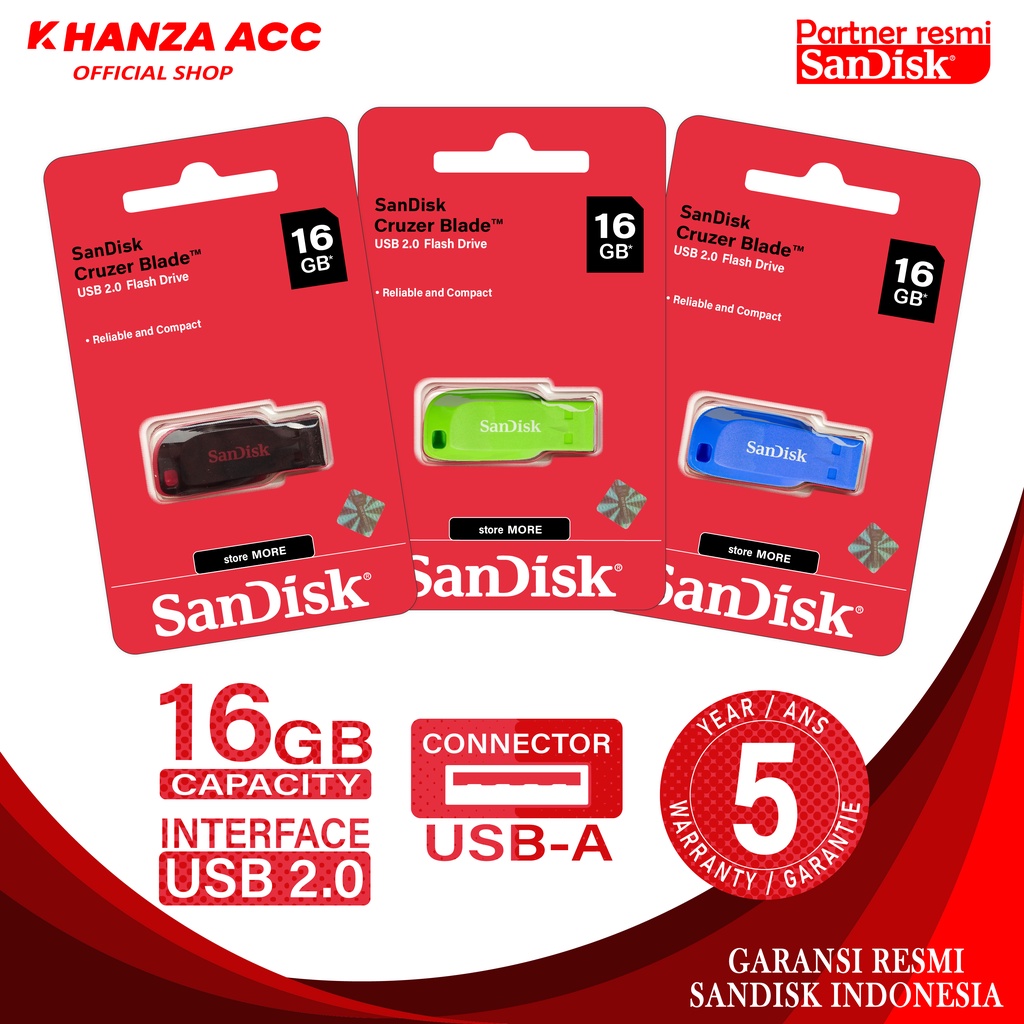 KHANZAACC FLASHDISK SANDISK CRUZER BLADE 16GB