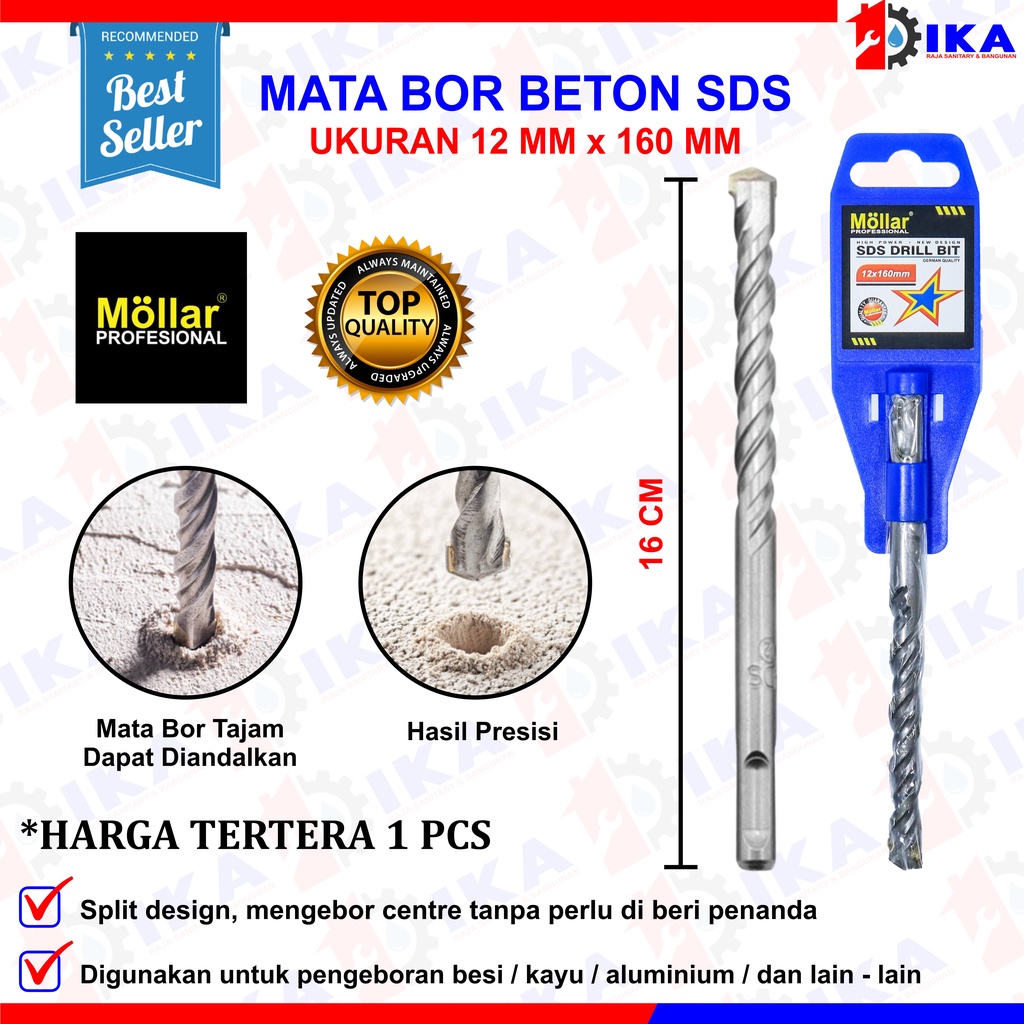 Mata Bor Beton SDS Mollar 6mm - 8mm - 10mm - 12mm - 12mm Panjang / Hammer Drill