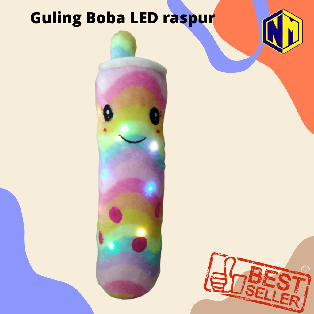 Guling Boba Milk tea Raspur rainbow LED tinggi 55 cm