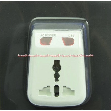 Gao Travel Adaptor Dengan Charger Usb Socket Dilengkapi Lampu Indikator Gao Kontak Adaptor Travel Travelling Warna Putih