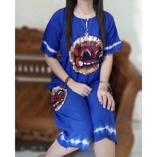 SETELAN baju bali barong rumbai  size M, L, XL, XXL celana 7/8 bahan tebal dan adem