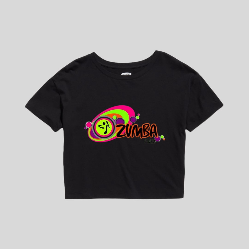 Clothing May - Kaos Crop Top Zumba Aerobic Musik Kaos Distro Croptop Atasan Krop Top Wanita Cewek Viral