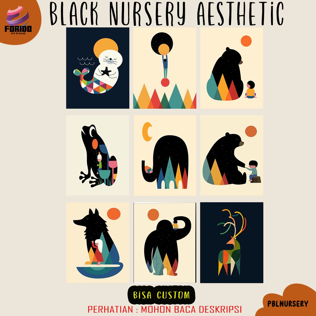 Poster Aesthetic | Poster Dinding | Poster Hiasan Dinding Estetik Serial Black Nursery Aesthetic