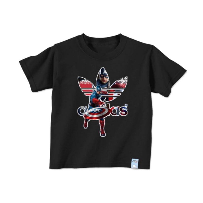Kaos baju anak ADIDAS X CAPTAIN AMERICA comic marvel group umur 1 - 12 tahun hitam/black pria wanita